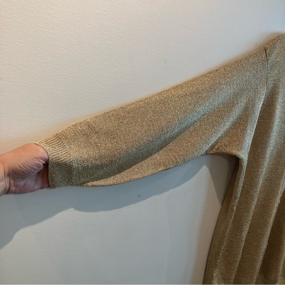 STEFANEL Sz S 65% Cupro Oversized Made in Italy Gold Metallic Buttons Cardigan - Picture 3 of 10